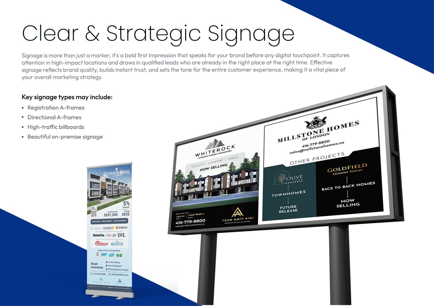 Development signage, billboards and on-premise brand applications